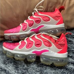 Nike Pink and White Air VaporMax Plus Sneakers